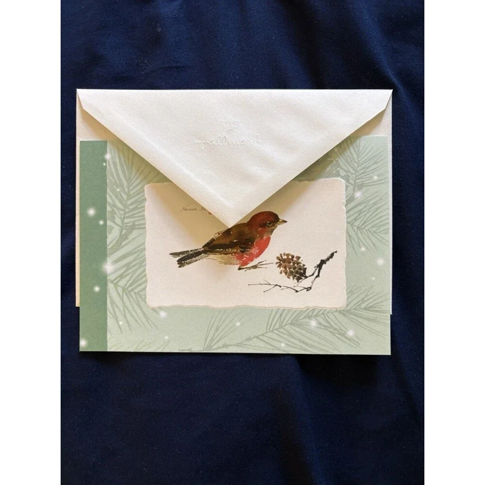 Seasons Greetings Card with White Envelope | Bird design | By Hallmark